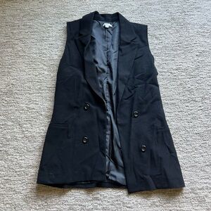 Women's Black Double-Breasted Vest